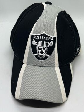 VINTAGE OAKLAND Raiders Black & Gray Stripe Adjustable Velcro Baseball Cap